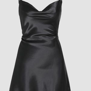 Cider Solid Satin Cowl Neck Cami Dress